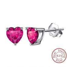 925 Sterling Silver Heart Stud Earrings, Inlaid With Cubic Zirconia, Low Allergy Earrings - Single Earring - View 10