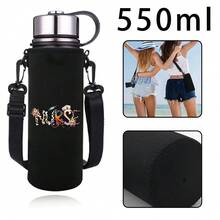 550-1500ML przenośna torba na butelkę z regulowanym paskiem na ramię Kreatywna torba na butelkę z nadrukiem pielęgniarki Trwała termiczna torba na kubek próżniowy Izolowana osłona ochronna, prezent świąteczny - Czarne - Zobacz 14