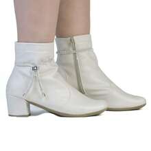 Women's Mid-Calf Combat Boot With Removable Shiny Straps REF:BR02 - 米色 - 查看 2