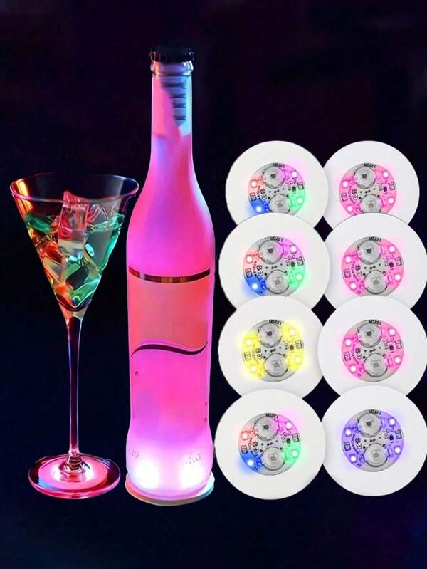 6pcs-LED Light Up Coasters,LED Bottle Lights,Bottle Glorifier,LED Sticker Coaster Discs For Drinks,Flash Cup Coaster Flashing Shots Light, Colored Sparkling Bottle Coasters, Wine Bottle LED Bright Coasters,Wine Bottle LED Bright Coasters, Bar And Nightclub Illuminated Decorations, Event And Party Decorations, Party Supplies, Music Festival,Weddings,Bachelorette Decor,Bachelorette Party,Bachelorette Gifts