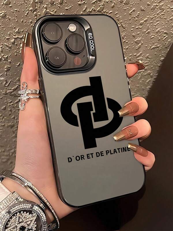 1 st. Zwarte TPU schokbestendige telefoonhoes met gepersonaliseerd Engels icoonpatroon, compatibel met Apple 16, 15, 14, 13, 12, 11 Pro Max, serie