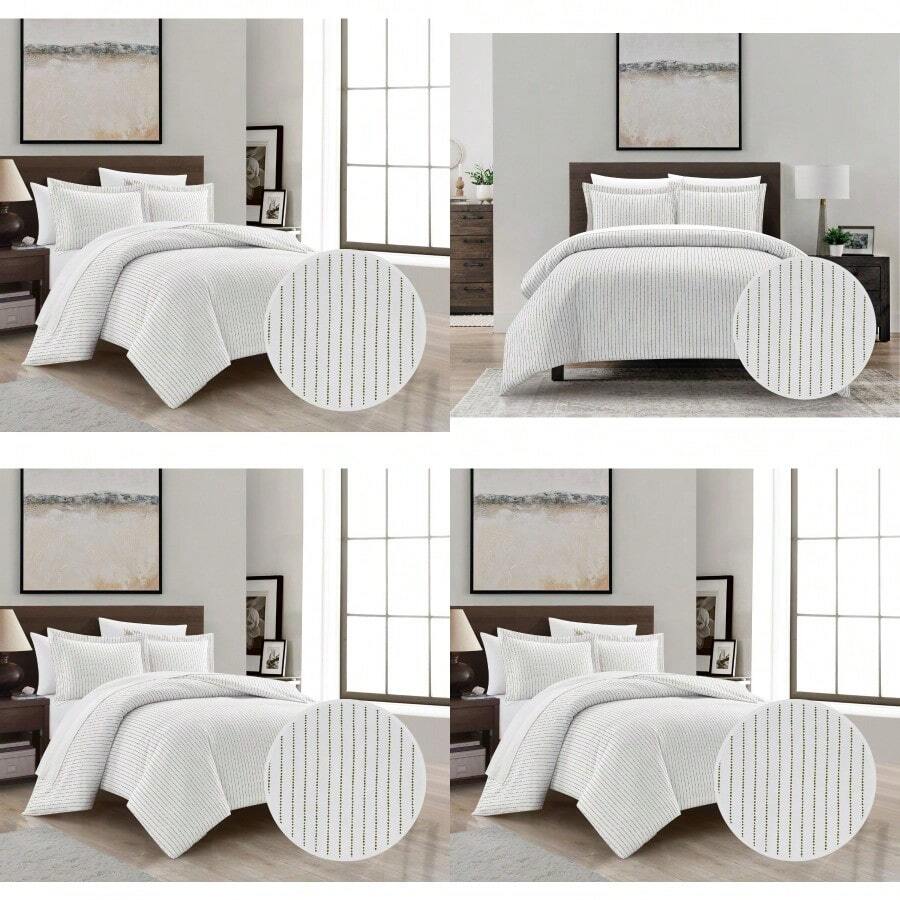Esly 3Piece Solid Color Duvet Cover Set King Green