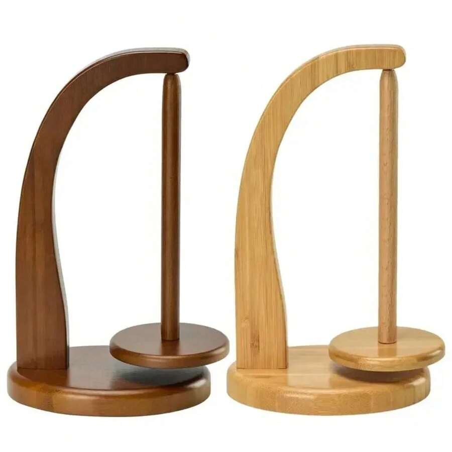 Soporte de hilo de madera, herramientas de tejer giratorias, soporte de hilo de ganchillo, carrete de hilo magnético giratorio, bobinadora de bolas de lana, Spinner de rotación - Estilo A - Ver 1