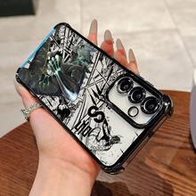 Funda de Teléfono de Lujo de Negocios de Alta Gama con Monstruo de Dibujos Animados No. 8 Compatible con 25/S24/S23/S22/FE Note20 Ultra Plus 4G/5G Marco Negro a Prueba de Golpes Cubierta Trasera Transparente Diseño Creativo - Colores mixtos - Ver 7