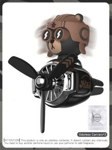 无香水DIY香薰旋转汽车饰品出风口夹空气清新剂风力旋转螺旋桨酷炫趣味飞行员卡通熊狗哈士奇汽车空调飞机飞机装饰汽车仪表盘风扇香薰吊坠风车出风口内饰配件男士装饰品香味清新气味