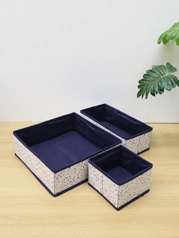 1pc Non-Woven Fabric Clothes Divider Storage Box, Multi-Size Meets Different Storage Needs, Ink Stone Flower Pattern Storage Box With Dark Color Lining That Is Easy To Clean And Foldable For Organizing Underwear And Lingerie