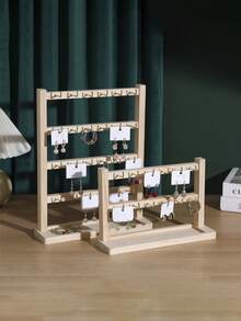 1 件多功能配件，钥匙扣展示架，实木挂钩珠宝展示架，小配件挂架，钩耳环展示架手链女士收纳整理器旅行必需品返校宿舍收纳 - 木質色 - 查看 3