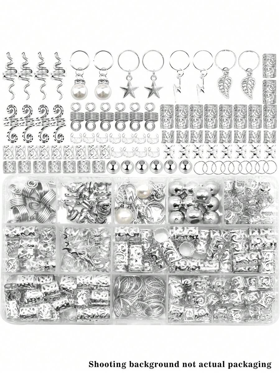 220pcs Gold Hair Accessories, Loc Jewelry For Braids, Women's Hair Jewelry, Metal Hair Ring Cuff For Dreadlocks Accessories,Hair Braid Decoration Boho - Silver - View 1