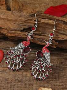 Brincos de Cristal com Rabo de Pavão Vintage, Brincos Pendentes de Moda para Mulheres