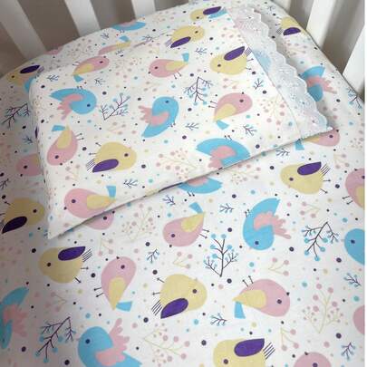 Jogo de Lençol Bebê 02 Peças Para Berço Americano ou Mini Berço 100% Algodão