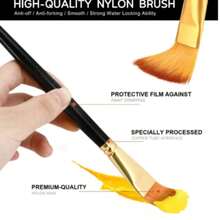 Painting Brush Assorted Set Of 12 For Acrylic Watercolor Gouache Hobby Painting Professional Artist Painting Brush Set For Oil, Acrylic, Canvas, Gouache School Supplies, Back To School - Black - View 9