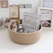 Panier de rangement de bureau tressé de style INS, boîte de rangement artisanale, cadeau créatif de forme ronde