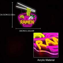 Ramen LED Neon Sign - Multicolor Dynamic Wall Art With Vibrant Ramen Noodle Design, USB-Powered Kitchen Bedroom Decor, Anime Gift For Food Lovers, Bedroom Night Light | Whimsical Decor | Wallmounted Sign