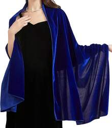 Women's Velvet Shawl And Wrap Wedding Bridal Bridesmaid Outwear Evening Party Prom Dress Accessories Scarf - 羅拉藍 - 查看 9