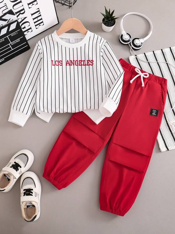 Baby/Kleinkind Set bestehend aus Pullover mit Buchstaben-Grafik-Muster und gewebter Lange Hose