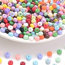 398 Stücke 6*3mm bunte Glasperlen, einfarbige lose Perlen geeignet für DIY Quasten, Schmuckherstellung, Armbänder, Halsketten