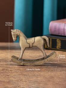 1 件复古风格木制摇马装饰，家居入口装饰工艺品