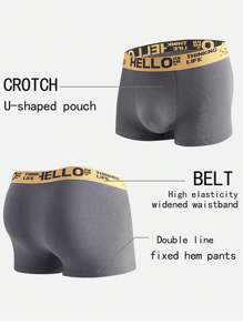Sous-vêtements pour homme, 5 couleurs aléatoires, ceinture Hello, boxers fins, sous-vêtements pour homme pour la rentrée, boxers courts extensibles et confortables, shorts de sport, boxers doux et à la mode, sous-vêtements originaux pour homme, coffret cadeau, sous-vêtements pour adolescents