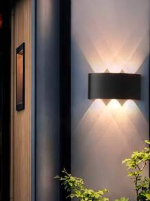 1 Piece, 6W LED Dual Head Wall Lamp, Top And Bottom Lighting, Modern Home Decoration Wall Lamp, Warm Color 3000K, ABS Material, Suitable For Living Room, Bedroom, Study, Corridor, Stairs, Courtyard, Garden, Garage, Entrance Fence Pillar