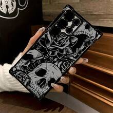 Funda de Teléfono con Patrón de Calavera de Rosa Negra para Samsung Galaxy S25 S24 S23 S22 S21 FE Ultra Plus 4G 5G, Resistente a Impactos, Transparente y Suave - Mezcla de colores - Ver 5