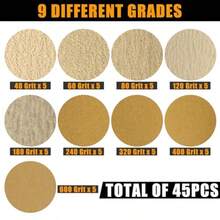 VIBRATITE 9PC Contoured Profile Hand Sanding Block 4Inch Hand Sander Block With Interchangeable Convex And Concave Shapes And 45Sheet Assortment Sandpaper For Automotive Woodworking And Furniture Projects - As Pic - View 3