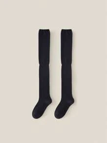 1/4 pary damskich skarpetek za kolano, w jednolitym kolorze, cienkich i długich, wygodnych, z wysokim łączeniem rurek, uniwersalnych, czarno-białych, Y2K