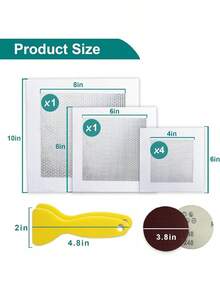 Drywall Repair Kit For Large Holes, 2/4/6/8 Inch Dry Wall Patch Kits For Erase A Small Nail Hole, Plaster Wall Patching Self Adhesive Aluminum Mesh With Scraper And Sandpaper