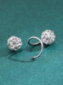 1 par de aretes de tuerca de doble cabeza con bola de cristal brillante, aretes con forma de S únicos, aptos para uso diario por mujeres (cantidad de cristal aleatoria)