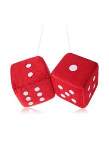 Car Dice,2.75In Pair Of Auto Rear Mirror Plush Dice, Soft And Fuzzy Car Charm Interior Ornament For Sedan, Truck, SUV Hangable Decoration, Cute Car Decoration Ornament Accessories - Style a - View 10