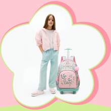 3 pezzi Zainetto con rotelle per ragazze, zainetto trolley con borsa pranzo e astuccio, adatti per la scuola, zaino con ruote, il migliore regalo per le ragazze per il ritorno a scuola