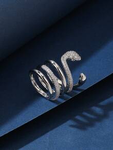 1pc Copper Material Fashionable Attractive Double Snake Design Unisex Ring, Suitable For Gift, Festival, Everyday Wear - 011145 - View 7