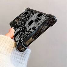 Funda de Teléfono con Patrón de Calavera de Rosa Negra para Samsung Galaxy S25 S24 S23 S22 S21 FE Ultra Plus 4G 5G, Resistente a Impactos, Transparente y Suave - Mezcla de colores - Ver 6