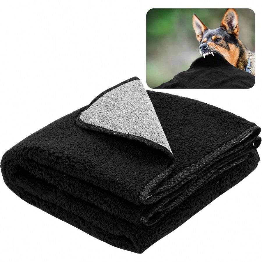 Chewproof Dog Blanket For Medium Large DogsWaterproof Soft Fleece Pet Blanket Couch Cover Protection Sofa Bed Furniture Protector Indestructible Dog Blanket For Chewers 25 35IN - 黑色 - 查看 1