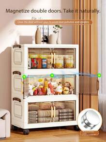 1 pièce Armoire de rangement pliable de 50 cm / 19,69 pouces de largeur, organisateur d'armoire à vêtements, armoire portable, armoire pliante à double porte, 1-6 niveaux au choix, porte double épaisse avec roues, étagère de rangement sans assemblage pour la maison, ranger les vêtements et les jouets