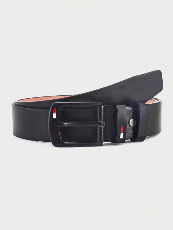 1pc Men's Black Business Casual Style Formal Leather Single Prong Belt, Suit, S Fashion Belt, Handcrafted By Leather Artisan, Suitable For Casual Pants Formal Wear, Leather Shoes, Daily Wear, Business, Casual, College, Party, Father's Day, Men's Gift, Versatile Fashion Accessory Old Money Vintage Autumn/Fall Urban Outfit Classic Christmas Winter Fashion Daily Men Boyfriend Gift