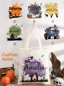 Borsa personalizzata per Ognissanti, borsa con nome personalizzato per Ognissanti, borsette per dolcetti di Ognissanti, borsa Ognissanti, borsa per dolcetto o scherzetto