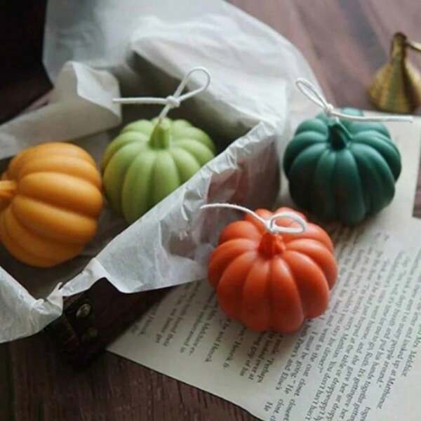 Silicone Mold Pumpkin Shape Candle DIY Mold Home Decoration Small Candle Resin Soap Molds