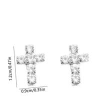 1 par de pendientes de mujer elegantes y simples con cristales en forma de cruz, joyería casual brillante para fiestas