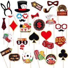 1Set Casino Themed Party Decorations, Banner Poker Playing Cards Backdrop Props, DIY Kit With Ribbons And Pins Party Flag Wedding Decor Birthday Decorations Gifts Graduation