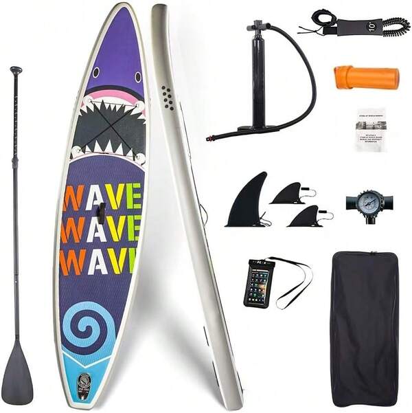 LUXMARS Paddle Board, 10'6''/11' Extra Wide Inflatable Stand Up Paddle Boards For Adults, With Premium Accessories - 3 Fins, Adjustable Paddle, Safety Leash & Waterproof Phone Bag