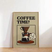 1 Stück, Retro Kaffee Muster Kaffee Bar Wandkunst Vintage Kaffee Kunstdruck Kaffee Kunst Kaffee Kanne Poster Kaffeezeit Muster, 50*70cm (19,7*27,5 Zoll) ungerahmt