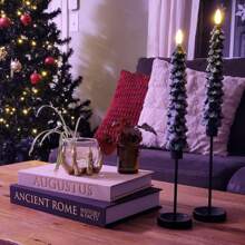 Portavelas, Juego de portavelas de metal para mesa, Portavelas de vela negra para decoración del hogar en el Día de Acción de Gracias y Navidad