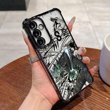 Funda de Teléfono de Lujo de Negocios de Alta Gama con Monstruo de Dibujos Animados No. 8 Compatible con 25/S24/S23/S22/FE Note20 Ultra Plus 4G/5G Marco Negro a Prueba de Golpes Cubierta Trasera Transparente Diseño Creativo - Colores mixtos - Ver 6