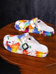 新款男士时尚凉鞋，百搭时尚一脚蹬夏季户外服装，防滑沙滩休闲拖鞋 - 白色 - 查看 5