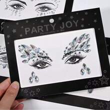 Shmian 5Pcs Sexy Temporary Face Tattoo Stickers 3D Glitter Rhinestone&Diamond Decals Festival/Party/Makeup Face Body Jewel Gem Stickers - Multicolor - View 6