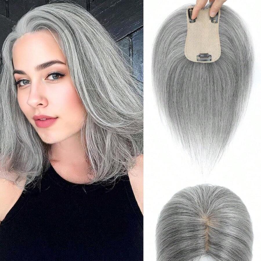 MHair Toppers For Women Real Human Hair 360° Cover Middle Part Human ...