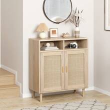 Credenza a buffet, mobile da cucina in rattan con 2 ante, mobile moderno per sala da pranzo, soggiorno, ingresso, bar, tavolo consolle per l'arredamento della casa.