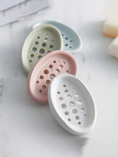 1 件硅胶皂盒 - 时尚椭圆形自排水皂架，带多功能储物架 - 非常适合浴室台面、水槽和台面，是将肥皂放在触手可及的地方的理想选择，耐用且节省空间的浴室配件