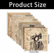 24/36 tờ giấy sổ lưu niệm chủ đề bộ xương đầu lâu Gothic cổ điển, kích thước 5,9*5,9 inch, giấy sổ lưu niệm bộ xương một mặt dùng để làm thủ công, thiệp chúc mừng, giấy trang trí album ảnh, nhật ký, giấy đa năng, đồ dùng học tập, trở lại trường - Nhiều màu - Xem 3