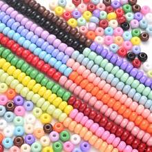 398 Stücke 6*3mm bunte Glasperlen, einfarbige lose Perlen geeignet für DIY Quasten, Schmuckherstellung, Armbänder, Halsketten